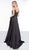 Colors Dress - 2057 Lace V-neck Satin A-line Dress In Black and Neutral