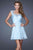 La Femme - 20581 Illusion Square Lace Criss Cross Cocktail Dress In Blue