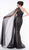 Colors Dress - 2058 Embellished One Shoulder Trumpet Dress In Black and Neutral