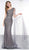 Colors Dress - 2058 Embellished One Shoulder Trumpet Dress In Gray and Neutral