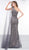 Colors Dress - 2058 Embellished One Shoulder Trumpet Dress In Gray and Neutral