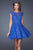 La Femme - Bateau Lace A-Line Cocktail Dress 20591 In Blue