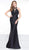 Colors Dress - 2059 Ruched High Halter Evening Gown In Black