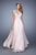 La Femme - 20602 Cap Sleeve Pearl Accented Gown in Pink
