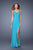 La Femme - 20614 Embellished Fitted Gown with Sit In Blue
