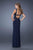 La Femme - 20614 Embellished Fitted Gown with Sit In Blue