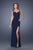 La Femme - 20614 Embellished Fitted Gown with Sit In Blue
