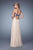 La Femme - 20617 Strapless Beaded Lace Chiffon Gown In Blue and Neutral