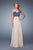 La Femme - 20617 Strapless Beaded Lace Chiffon Gown In Blue and Neutral
