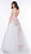 Colors Dress - 2061 Embroidered Deep V-neck Ballgown In White and Pink