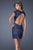 La Femme - 20621 Lace V-neck Sheath Dress In Blue