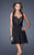 La Femme - 20629 Lace V-neck A-line Dress In Black