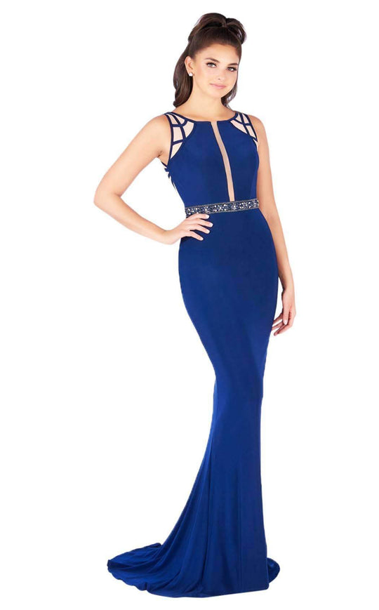 Mac Duggal Flash - 2062L Crisscross-Paneled Illusion Jersey Gown