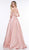 Colors Dress - 2062 Crisscross Plunged Back Shimmer Gown In Pink