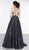 Colors Dress - 2062 Crisscross Plunged Back Shimmer Gown In Gray