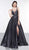 Colors Dress - 2062 Crisscross Plunged Back Shimmer Gown In Gray