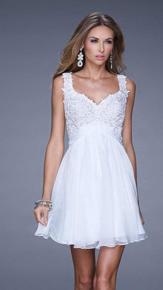 La Femme - 20631 Empire Lace Cocktail Dress in White