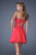 La Femme 20632 Strapless Crisscross Accented Lace Ornate Dress In Watermelon