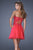 La Femme - 20632 Strapless Illusion Applique Dress in Red and Pink