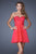 La Femme 20632 Strapless Crisscross Accented Lace Ornate Dress In Watermelon