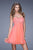La Femme - 20633 Lace Chiffon A-line Dress in Orange