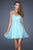 La Femme - 20633 Lace Chiffon A-line Dress in Green