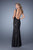 La Femme - 20641 Appliqued Floral Lace Gown in Black
