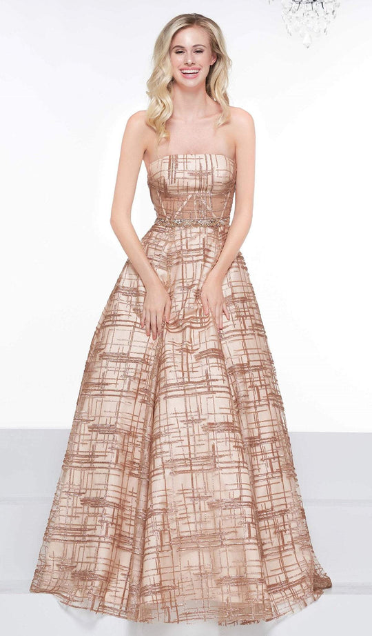 Colors Dress - 2064 Sequined Strapless A-line Dress In Gold