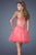 La Femme - 20656 Floral Plunging Ruffled Cocktail Dress In Pink