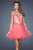 La Femme - 20656 Floral Plunging Ruffled Cocktail Dress In Pink