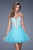 La Femme - 20656 Floral Plunging Ruffled Cocktail Dress In Blue