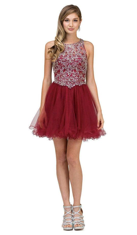 Dancing Queen - 2066 Ornate Illusion Basque Cocktail Dress