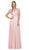 Dancing Queen - 2067 Embellished Sheer Short Sleeve Evening Dress In Pink