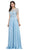 Dancing Queen - 2067 Embellished Sheer Short Sleeve Evening Dress In Blue