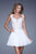 La Femme - 20672 Floral Applique A-Line Dress in White