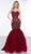 Colors Dress - 2067 Sequined Illusion Corset Tiered Gown In Red and Nude