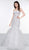 Colors Dress - 2067 Sequined Illusion Corset Tiered Gown In White and Nude