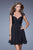 La Femme - 20682 Cap Sleeve Weaved Cocktail Dress in Black