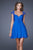 La Femme - 20682 Cap Sleeve Weaved Cocktail Dress in Blue