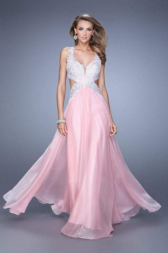 La Femme - 20692 Appliqued Cutout A-Line Gown In Pink
