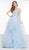 Colors Dress - 2069 Embellished Plunging Ruffled A-Line Dress In Blue