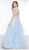 Colors Dress - 2069 Embellished Plunging Ruffled A-Line Dress In Blue