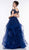 Colors Dress - 2069 Embellished Plunging Ruffled A-Line Dress In Blue