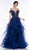 Colors Dress - 2069 Embellished Plunging Ruffled A-Line Dress In Blue