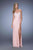 La Femme - 20705 Crystal Embellished Sweetheart Slit Gown\ In Pink