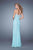 La Femme - 20705 Crystal Embellished Sweetheart Slit Gown\ In Blue