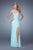 La Femme - 20705 Crystal Embellished Sweetheart Slit Gown\ In Blue