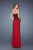 La Femme - 20719 Beaded Lace Strapless Slit Gown In Red