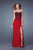 La Femme - 20719 Beaded Lace Strapless Slit Gown In Red