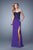 La Femme - 20719 Beaded Lace Strapless Slit Gown In Purple